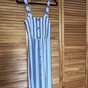 Striped Blue and White Button-Down Dress